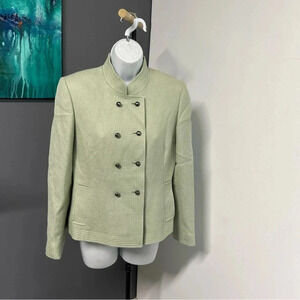 Tahari Women’s 6P Green Wool Blend Blazer Lined Pockets Career Old‎ Money Regal